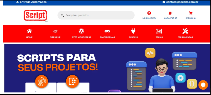 SCRIPT LOJA VIRTUAL PRONTA COM 20 PRODUTOS INCLUIDO